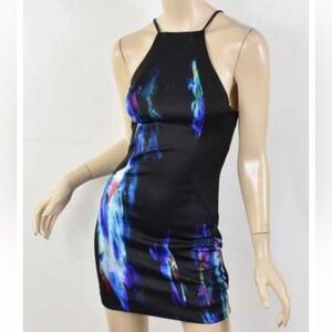 bebe Vibrant Blue and Black Mini Dress